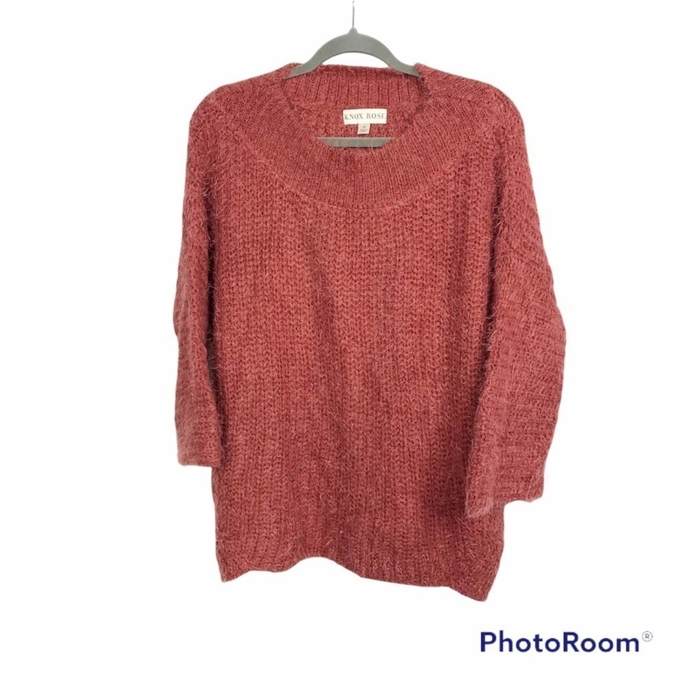 Knox Rose eyelash knit sweater red rust toned pullover style